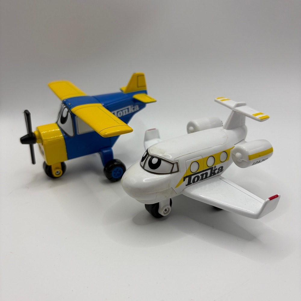 Tonka Maisto Cartoon Toy Airplane Lot 2pc Prop Jet Blue White Kids Vehicle Play